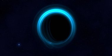 Soyut arka plan sanatı. Siyah arka planda neon halkalar. Uzay temalı sanatsal dijital arkaplan.
