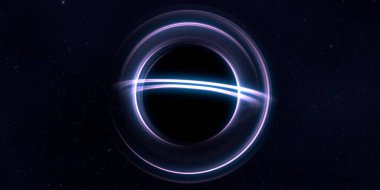 Soyut arka plan sanatı. Karanlık arka planda neon çember. Uzay temalı sanatsal dijital arkaplan.