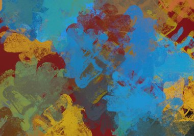 Soyut arka plan sanatı. 2D çizim. Etkileyici yağlı boya resim. Tuvalde fırça darbeleri. Modern sanat. Çok renkli arkaplan. Çağdaş sanat. İfade. Sanatsal dijital palet.