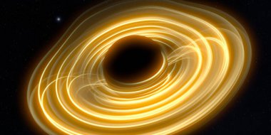 Soyut arka plan sanatı. Karanlık arka planda neon çember. Uzay temalı sanatsal dijital arkaplan.