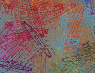 Soyut arka plan sanatı. 2D çizim. Etkileyici yağlı boya resim. Tuvalde fırça darbeleri. Modern sanat. Çok renkli arkaplan. Çağdaş sanat. İfade. Sanatsal dijital palet.