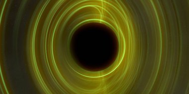 Soyut arka plan sanatı. Siyah arka planda neon halkalar. Uzay temalı sanatsal dijital arkaplan.