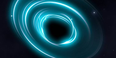 Soyut arka plan sanatı. Siyah arka planda neon halkalar. Uzay temalı sanatsal dijital arkaplan.