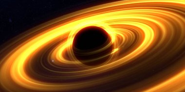 Soyut arka plan sanatı. Siyah arka planda neon halkalar. Uzay temalı sanatsal dijital arkaplan.