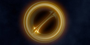 Soyut arka plan sanatı. Siyah arka planda neon halkalar. Uzay temalı sanatsal dijital arkaplan.