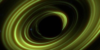 Soyut arka plan sanatı. Siyah arka planda neon halkalar. Uzay temalı sanatsal dijital arkaplan.