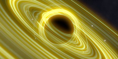 Soyut arka plan sanatı. Karanlık arka planda neon çember. Uzay temalı sanatsal dijital arkaplan.