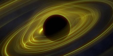 Soyut arka plan sanatı. Siyah arka planda neon halkalar. Uzay temalı sanatsal dijital arkaplan.