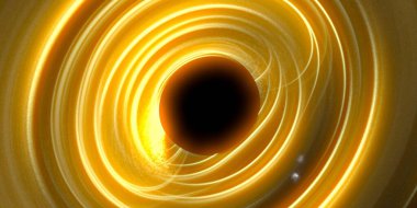 Soyut arka plan sanatı. Siyah arka planda neon halkalar. Uzay temalı sanatsal dijital arkaplan.