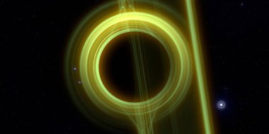 Soyut arka plan sanatı. Siyah arka planda neon halkalar. Uzay temalı sanatsal dijital arkaplan.