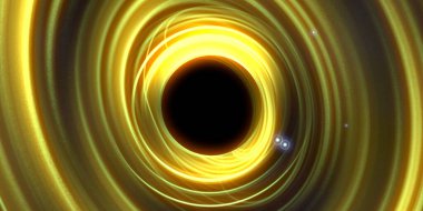 Soyut arka plan sanatı. Siyah arka planda neon halkalar. Uzay temalı sanatsal dijital arkaplan.