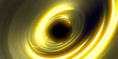 Soyut arka plan sanatı. Siyah arka planda neon halkalar. Uzay temalı sanatsal dijital arkaplan.
