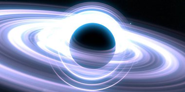 Soyut arka plan sanatı. Siyah arka planda neon halkalar. Uzay temalı sanatsal dijital arkaplan.