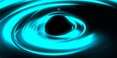 Soyut arka plan sanatı. Karanlık arka planda neon çember. Uzay temalı sanatsal dijital arkaplan.