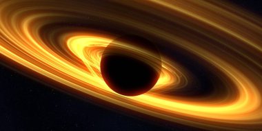 Soyut arka plan sanatı. Karanlık arka planda neon çember. Uzay temalı sanatsal dijital arkaplan.