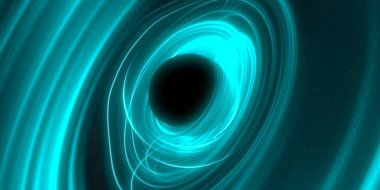 Soyut arka plan sanatı. Siyah arka planda neon halkalar. Uzay temalı sanatsal dijital arkaplan.