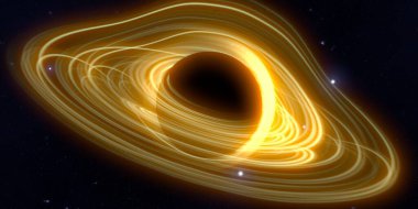 Soyut arka plan sanatı. Karanlık arka planda neon çember. Uzay temalı sanatsal dijital arkaplan.