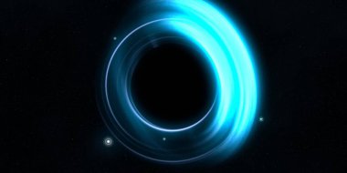 Soyut arka plan sanatı. Karanlık arka planda neon çember. Uzay temalı sanatsal dijital arkaplan.