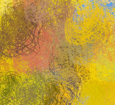 Soyut arka plan sanatı. 2D çizim. Etkileyici yağlı boya resim. Tuvalde fırça darbeleri. Modern sanat. Çok renkli arkaplan. Çağdaş sanat. İfade. Sanatsal dijital palet.