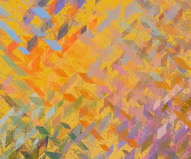 Soyut arka plan sanatı. 2D çizim. Etkileyici yağlı boya resim. Tuvalde fırça darbeleri. Modern sanat. Çok renkli arkaplan. Çağdaş sanat. İfade. Sanatsal dijital palet.