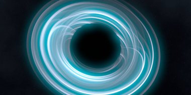 Soyut arka plan sanatı. Siyah arka planda neon halkalar. Uzay temalı sanatsal dijital arkaplan.