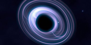 Soyut arka plan sanatı. Karanlık arka planda neon çember. Uzay temalı sanatsal dijital arkaplan.