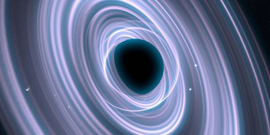 Soyut arka plan sanatı. Siyah arka planda neon halkalar. Uzay temalı sanatsal dijital arkaplan.
