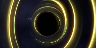Soyut arka plan sanatı. Siyah arka planda neon halkalar. Uzay temalı sanatsal dijital arkaplan.
