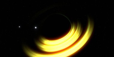 Soyut arka plan sanatı. Siyah arka planda neon halkalar. Uzay temalı sanatsal dijital arkaplan.