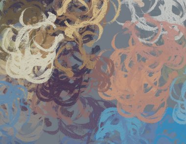 Soyut rastgele şekiller. 2D illüstrasyon arka planı. Düz beton duvarda sanatsal modern sanat kalıpları. Kabataslak boyalı yüzey. El yapımı fırça darbeleri.