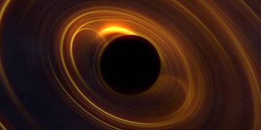 Soyut arka plan sanatı. Siyah arka planda neon halkalar. Uzay temalı sanatsal dijital arkaplan.