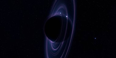 Soyut arka plan sanatı. Siyah arka planda neon halkalar. Uzay temalı sanatsal dijital arkaplan.