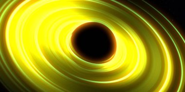 Soyut arka plan sanatı. Karanlık arka planda neon çember. Uzay temalı sanatsal dijital arkaplan.