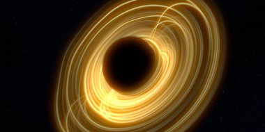 Soyut arka plan sanatı. Siyah arka planda neon halkalar. Uzay temalı sanatsal dijital arkaplan.