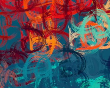 Soyut arka plan sanatı. 2D çizim. Etkileyici yağlı boya resim. Tuvalde fırça darbeleri. Modern sanat. Çok renkli arkaplan. Çağdaş sanat. İfade. Sanatsal dijital palet.