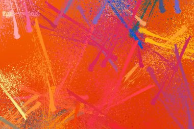 Soyut rastgele şekiller. 2D illüstrasyon arka planı. Düz beton duvarda sanatsal modern sanat kalıpları. Kabataslak boyalı yüzey. El yapımı fırça darbeleri.