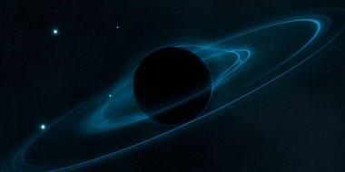 Soyut arka plan sanatı. Siyah arka planda neon halkalar. Uzay temalı sanatsal dijital arkaplan.