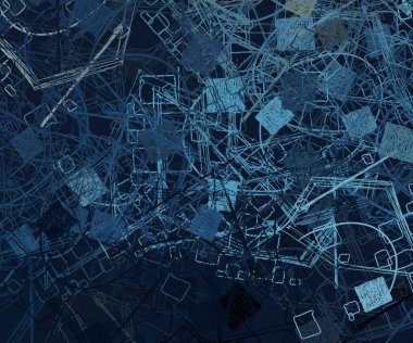 Soyut rastgele şekiller. 2D illüstrasyon arka planı. Düz beton duvarda sanatsal modern sanat kalıpları. Kabataslak boyalı yüzey. El yapımı fırça darbeleri.