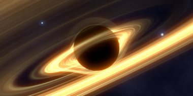 Soyut arka plan sanatı. Siyah arka planda neon halkalar. Uzay temalı sanatsal dijital arkaplan.