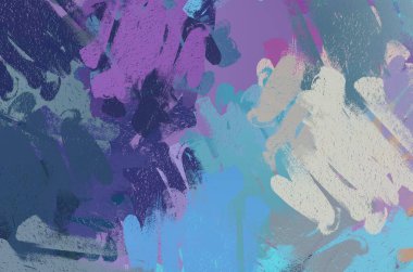 Soyut rastgele şekiller. 2D illüstrasyon arka planı. Düz beton duvarda sanatsal modern sanat kalıpları. Kabataslak boyalı yüzey. El yapımı fırça darbeleri.