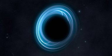 Soyut arka plan sanatı. Siyah arka planda neon halkalar. Uzay temalı sanatsal dijital arkaplan.