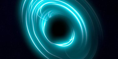 Soyut arka plan sanatı. Siyah arka planda neon halkalar. Uzay temalı sanatsal dijital arkaplan.