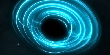 Soyut arka plan sanatı. Siyah arka planda neon halkalar. Uzay temalı sanatsal dijital arkaplan.
