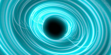 Soyut arka plan sanatı. Karanlık arka planda neon çember. Uzay temalı sanatsal dijital arkaplan.