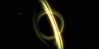 Soyut arka plan sanatı. Siyah arka planda neon halkalar. Uzay temalı sanatsal dijital arkaplan.
