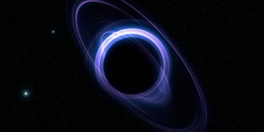 Soyut arka plan sanatı. Siyah arka planda neon halkalar. Uzay temalı sanatsal dijital arkaplan.