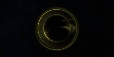 Soyut arka plan sanatı. Siyah arka planda neon halkalar. Uzay temalı sanatsal dijital arkaplan.