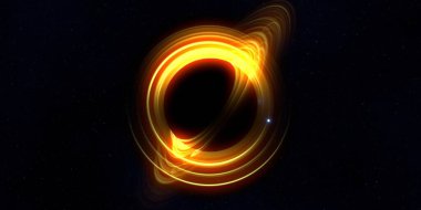 Soyut arka plan sanatı. Karanlık arka planda neon çember. Uzay temalı sanatsal dijital arkaplan.