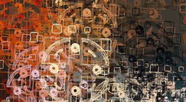 Soyut arka plan sanatı. 2D çizim. Etkileyici yağlı boya resim. Tuvalde fırça darbeleri. Modern sanat. Çok renkli arkaplan. Çağdaş sanat. İfade. Sanatsal dijital palet.