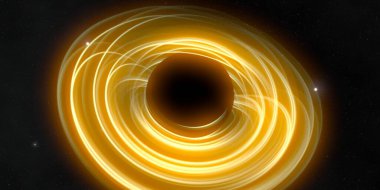 Soyut arka plan sanatı. Siyah arka planda neon halkalar. Uzay temalı sanatsal dijital arkaplan.